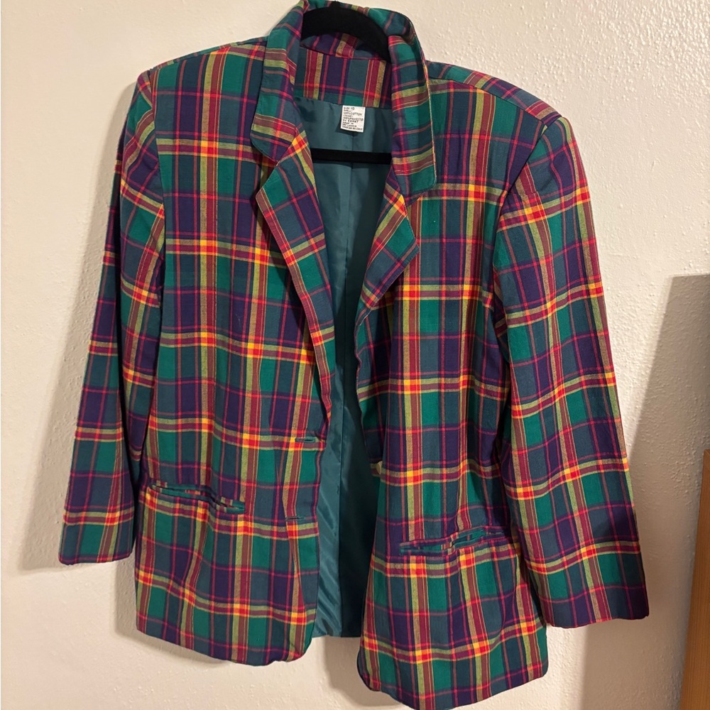 Vintage Plaid Women's Jacket - Multicolor